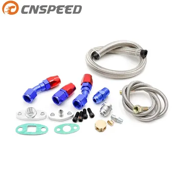 

CNSPEED T3 T4 T3/T4 T70 T66 TO4E Turbo Oil Feed Line Oil Return Line Oil Drain Line Kit blue and red YC100716