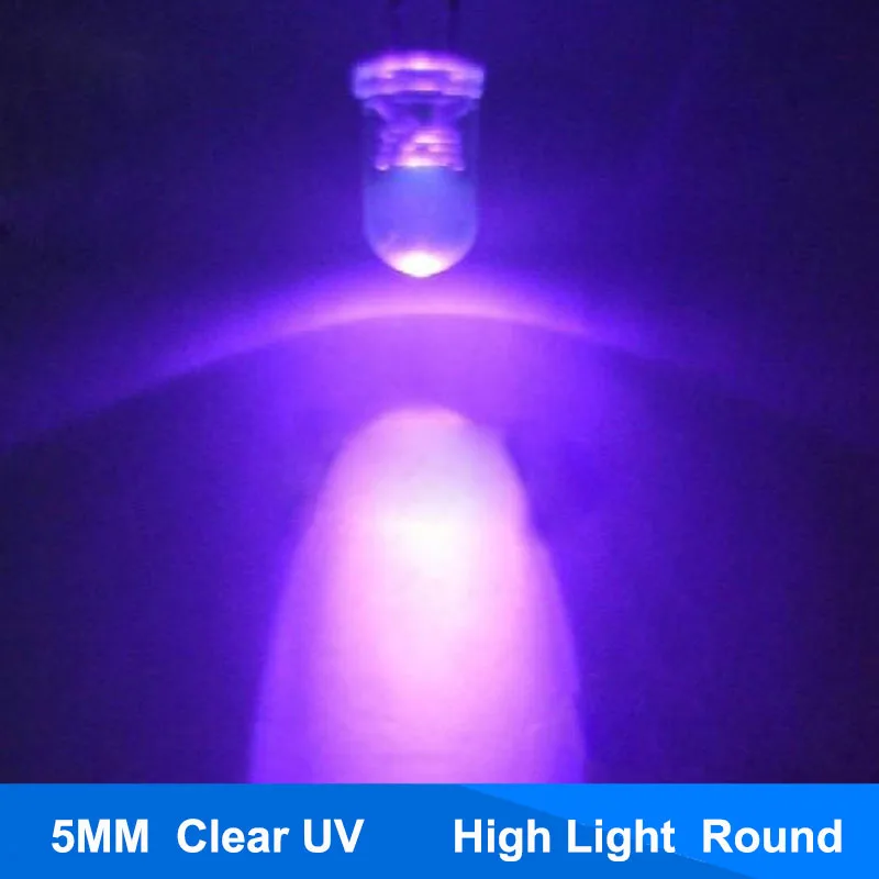 100Pcs 390-395Nm Ultra Violet Led Uv Light F5 5Mm Round Purple Lamp BBC