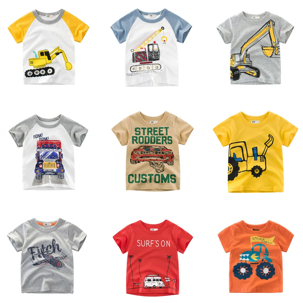 

Summer Kids Cartoon Excavator Print T-shirt Outfit 2019 Children Clothing Baby Boy Cotton T Shirts Tees Kid Short Sleeve Tops