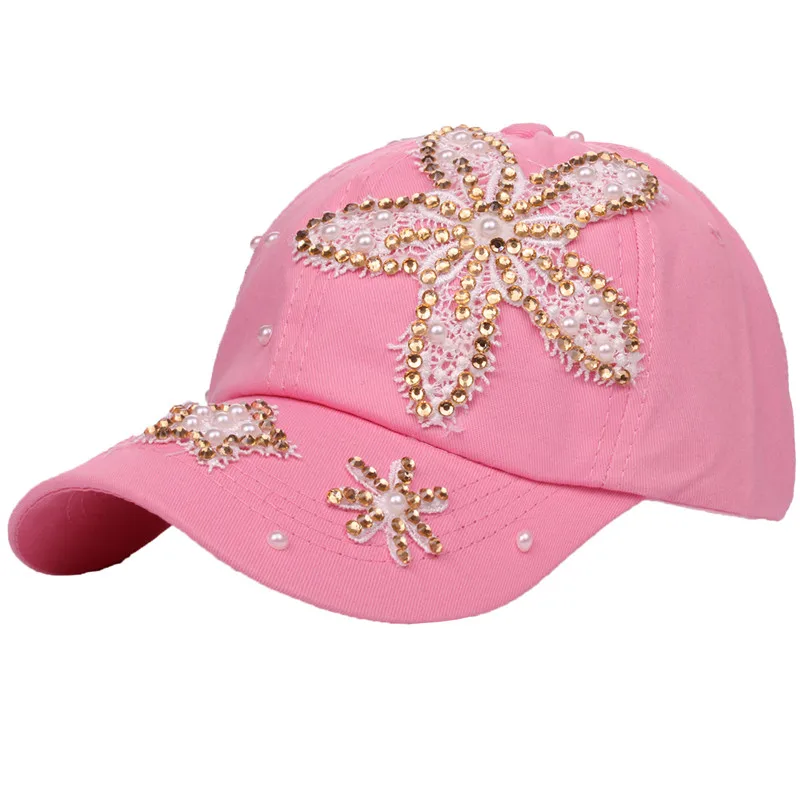 Women Baseball Cap with Rhinestones Crystal starfish Girl Baseball Hat