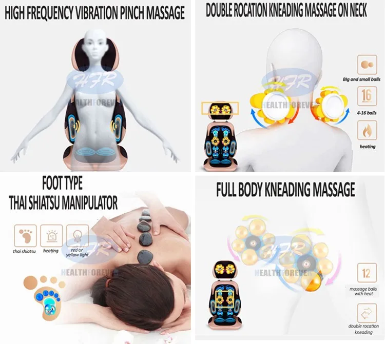 HFR-838 прокатки вибрационный и Разминающий шеи и спины и сиденья всего тела Электрический шиацу массажер подушка машина