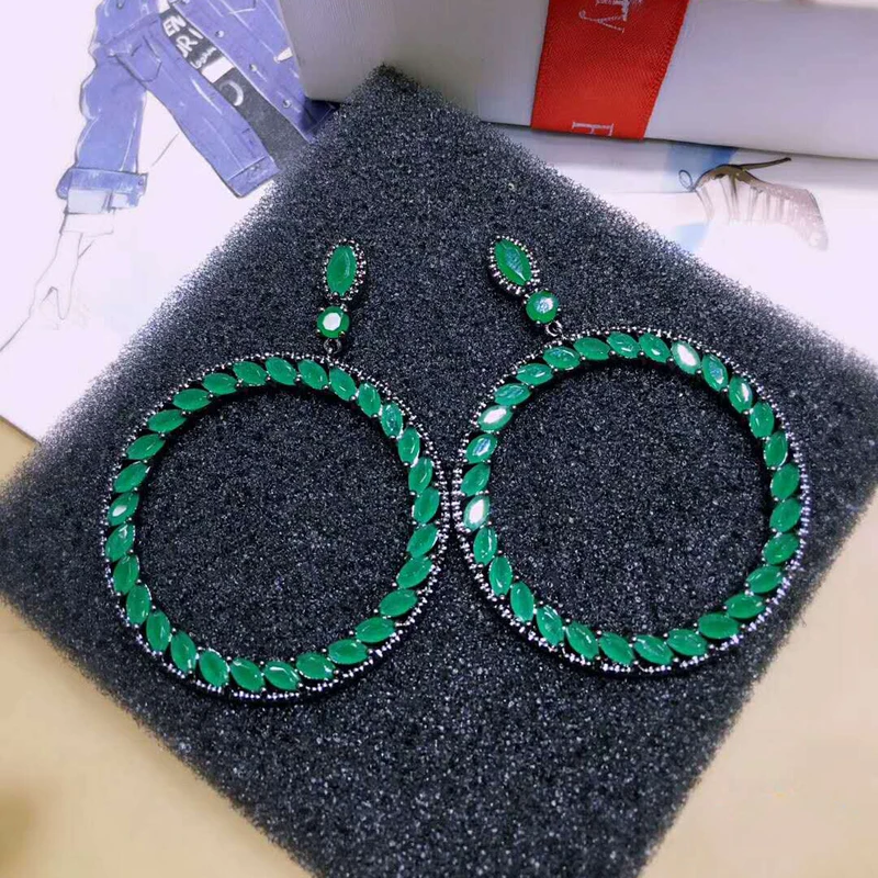 

Big Round Design Cubic Zirconia joyas Black Gun Plated Trendy Earrings Pendientes Mujer Moda For Wedding Bridal Jewelry E-034