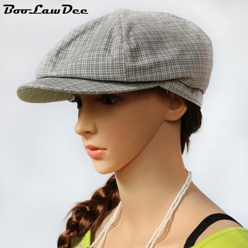 

BooLawDee Hexagon thin linen summer casual newsboy cap striped 56 58 60cm polyester lining restoring ancient men women M632