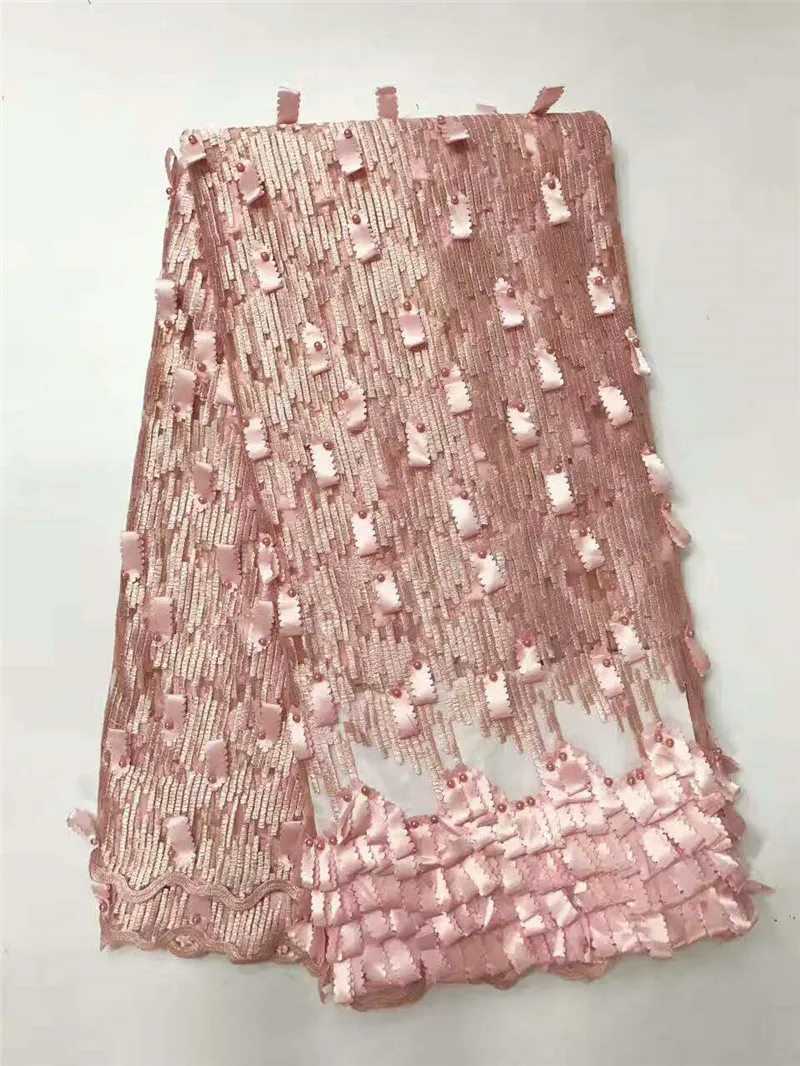 

2017 Small floral 3D soft net lace fabric flower luxury handmade beaded lace embroidered netting fabric 3d lace fabric JY03-2