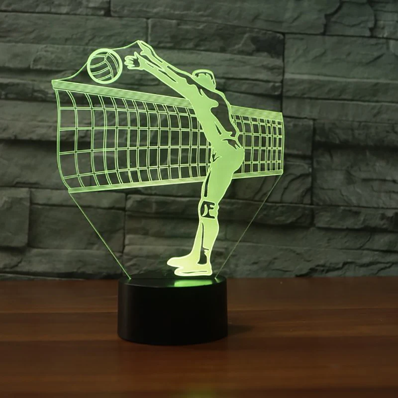 

LED Colorful Gradient 3D Volleyball Net NightLight Touch Button Sports Desk Lamp Bedroom Decor USB Vision Sleep Lighting Gifts