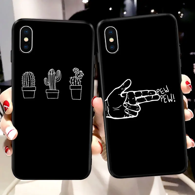 

Pew Sign Cactus White Art Line Silicone Phone Case For Huawei P20 Pro Case For Huawei P Smart P10 P20 Lite Case Cover