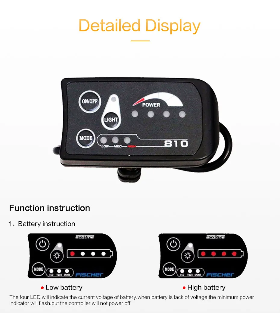 Sale E-bike Bycicle Accessories LED Display Automatic Cruise 6km/h 36V Bike Computer Control Speedometer Controller Electric Bike 1