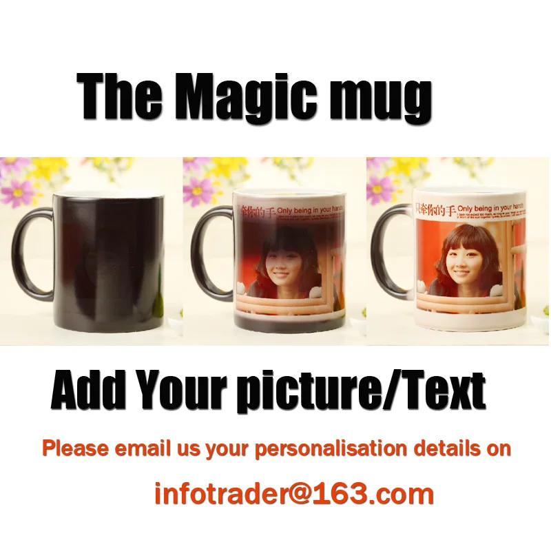 

Dropshipping Custom Magic Color Changing Coffee Mug printing with your photo Black and Red color Tea cup 11OZ