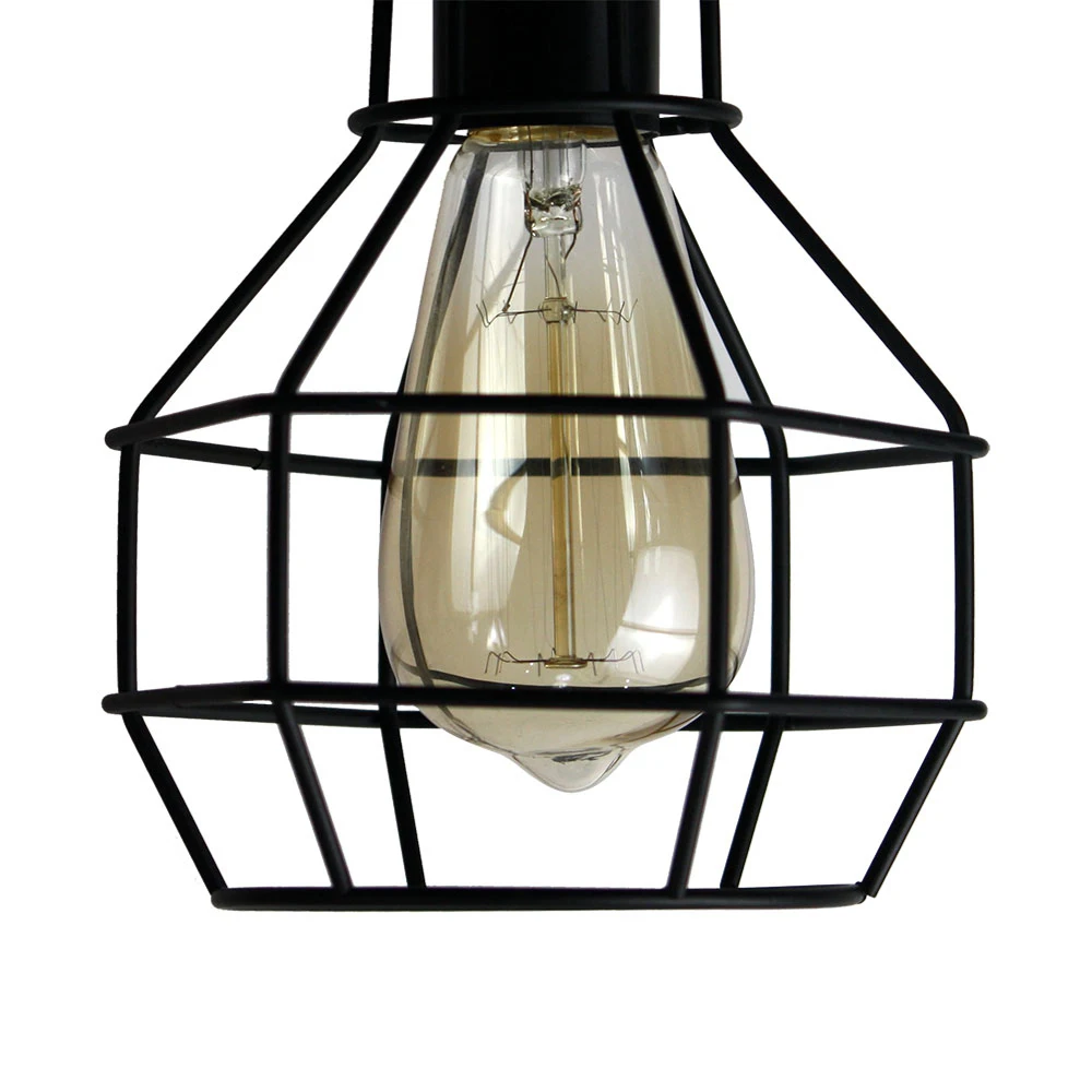  modern cage pendant light iron minimalist retro Scandinavian loft pyramid pendant lamp metal Hangin - 32849319594