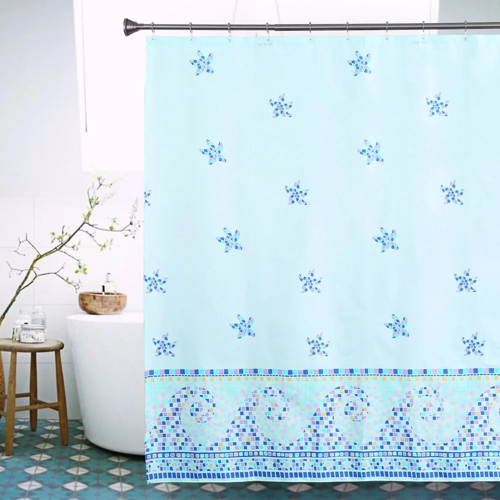 Starfish Seaside Theme Shower Curtain High Quality Modern Bathroom
