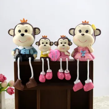 

resin dolls one family members four monkeys hanging feet monkeys ornament home furnishings decoration wedding gift a1908