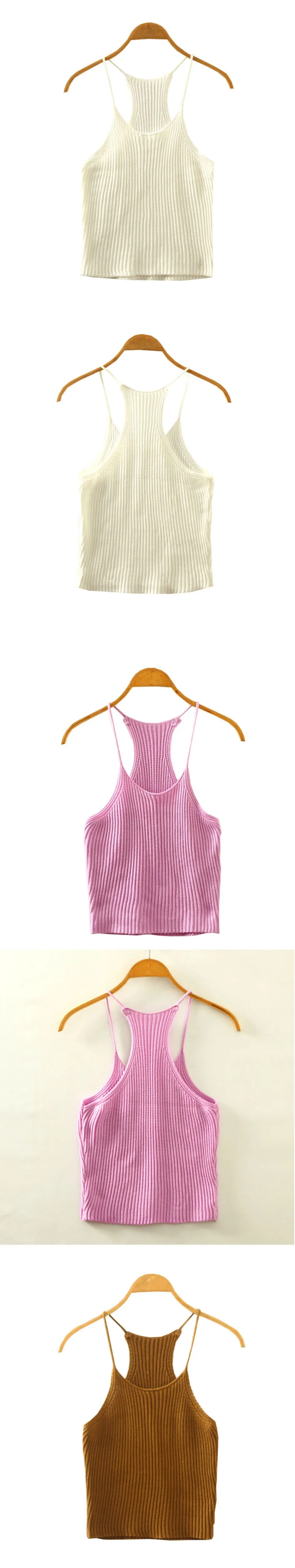 Для женщин летние трикотажные бюстье короткий топ сексуальный без рукавов стрейч Повседневное укороченные пляжные Блузы Tanks camis Новая одежда 9 Цвета