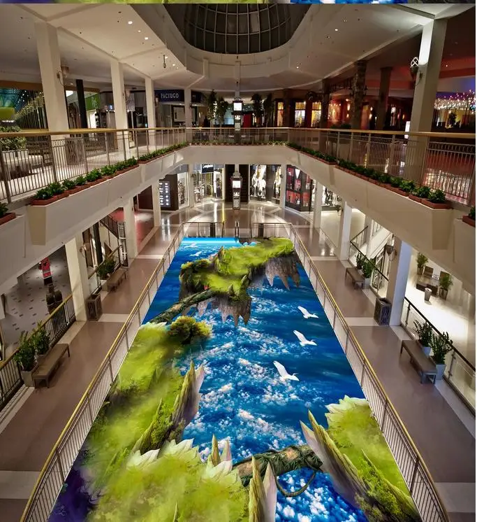 Modern Sticker 3d Floor Cliff Sky 3d Floor Mural3d Pvc Wallpaper Self