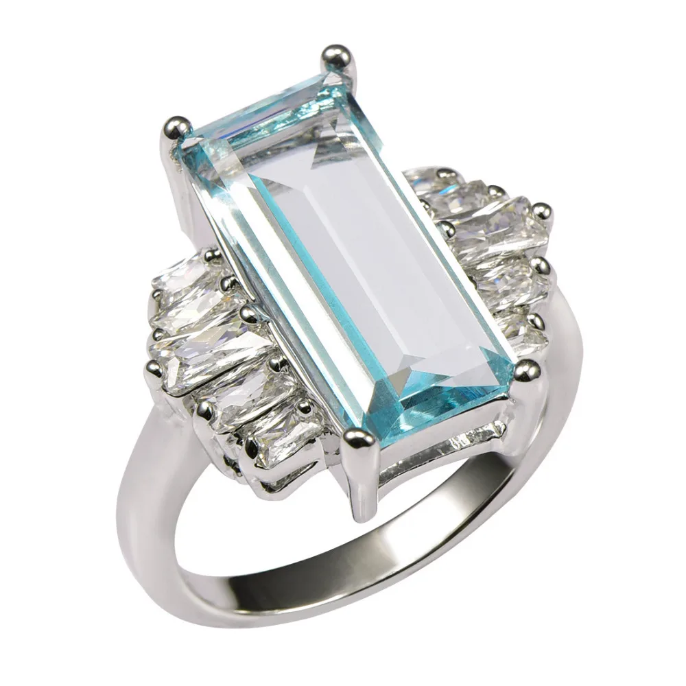 Light Blue Crystal Zircon With Multi White 925 Sterling Silver Ring For Women Size 6 7 8 9 10 11 F1468 | Украшения и аксессуары