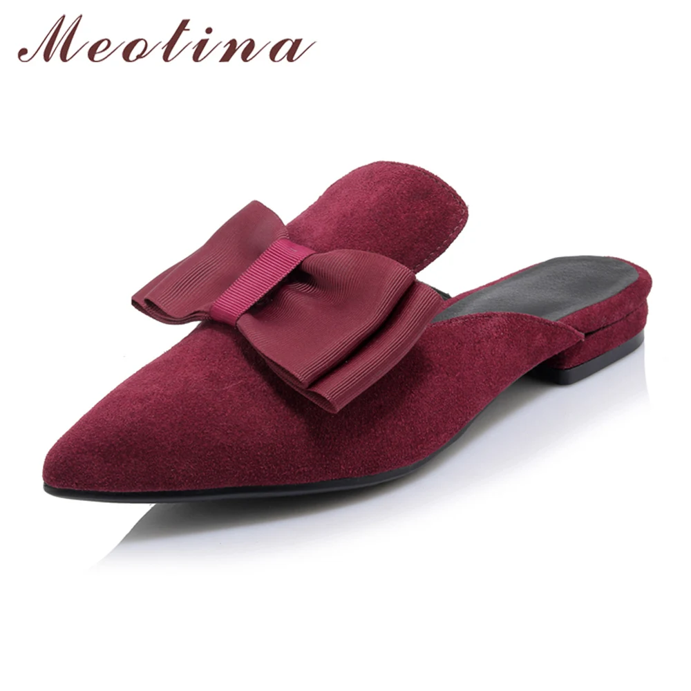 Женские босоножки без задника Meotina сандалии на плоской подошве с острым носком
