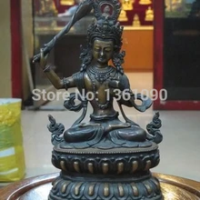 Xd 00679 " Тибет Народная Классическая Фиолетовый Бронзовый Манджушри Кван-Инь Статуя Будды