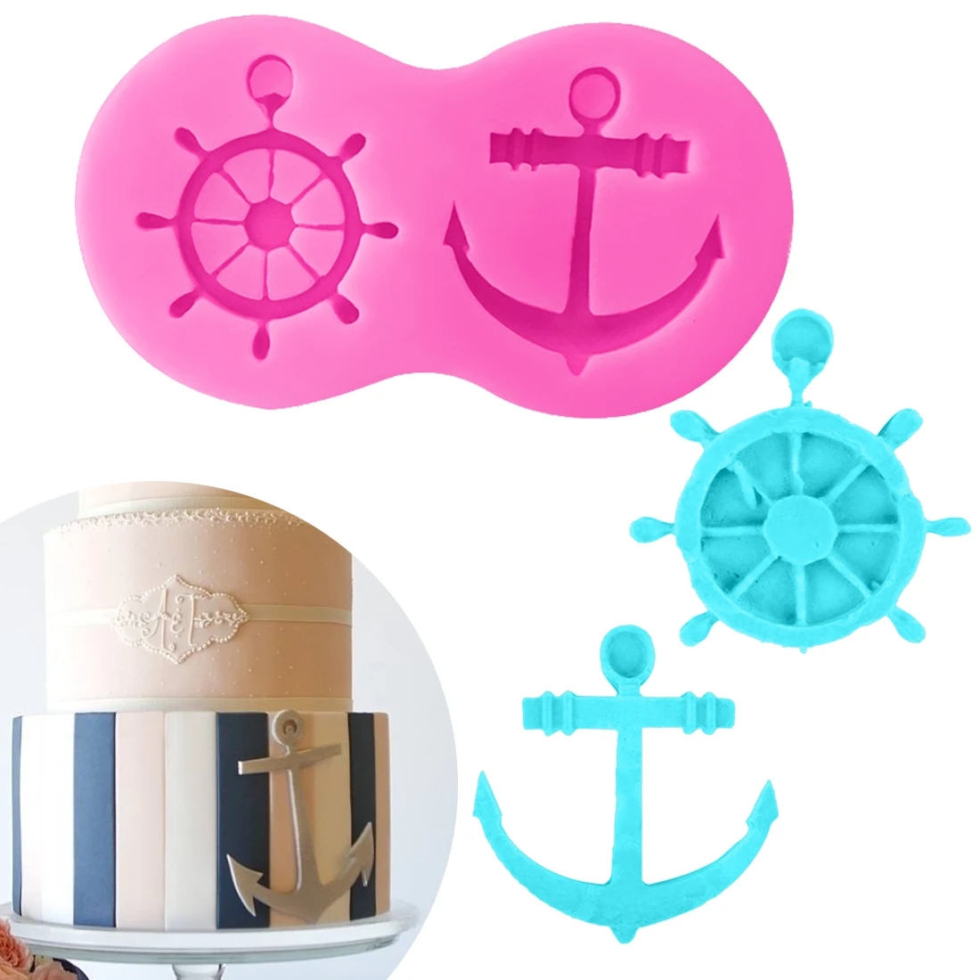 

Sugarcraft 1PC Mold Cake Decorating Tools Anchor Rudder Shape Kitchen Pastry Baking Chocolate Soap Mold Silicone Form