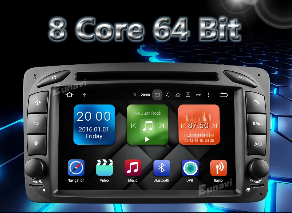 Best Eunavi 7" 2 Din 1024*600 HD Octa Core 4GB 32GB Android 8.0 Car DVD GPS For Benz C-Class W203 W209 G-Class W463 A Class W168 Vito 0