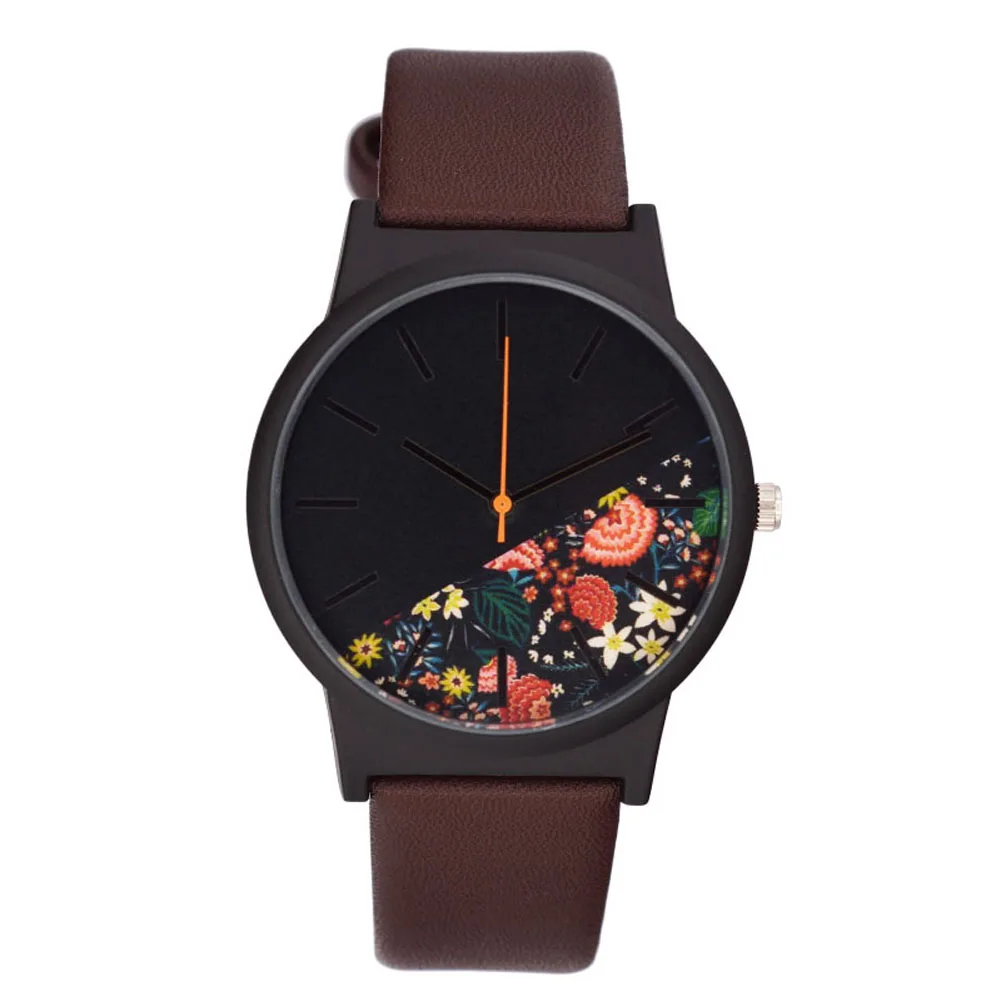 Уникальные винтажные кожаные женские часы с цветочным узором повседневные кварцевые часы для женщин TT@ 88
