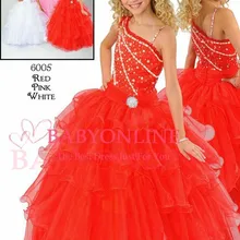 Новое поступление года, красивые, красные, белые, розовые, Многоуровневая органза, украшенные бисером, Детские бальные платья для маленьких девочек, платья с цветочным узором для девочек