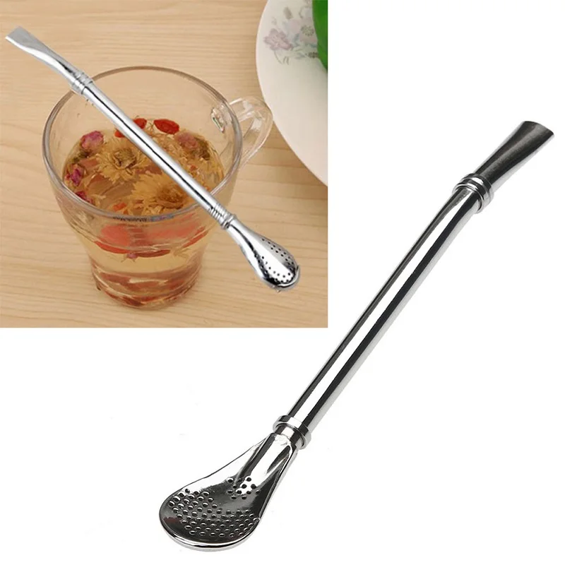 

Stainless Steel Tea Strainers Filter Spoon Coffee Mixing Tea Infuser Filter Straw for Loose Tea Kitchen Teaware Accessories