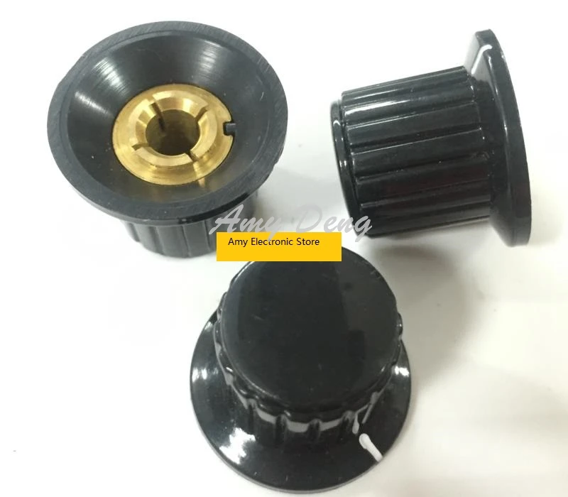 Quality black hat type lock screw potentiometer knob 6MM aperture 25*19
