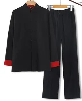 

high grade Cotton&linen male kung fu uniforms clothing tang suits lay meditation tai chi suit gray/green/black/blue