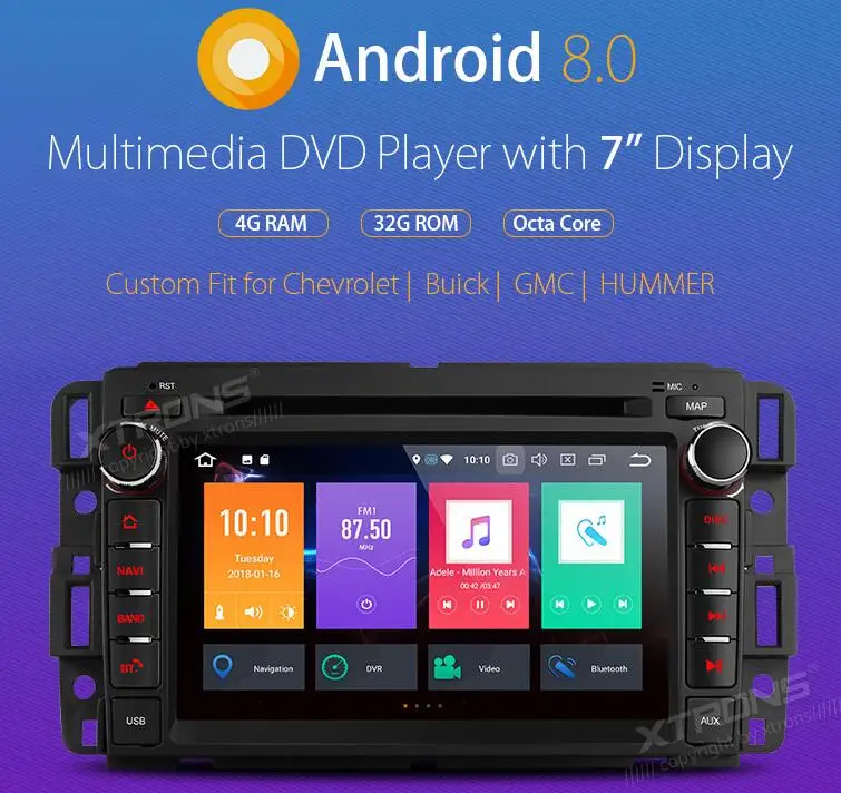 

7" Android 8.0 OS Car DVD Multimedia for Chevrolet Equinox 2005-2009 & Impala 2006-2012 & Tahoe 2007-2014 with 4GB RAM 32GB ROM