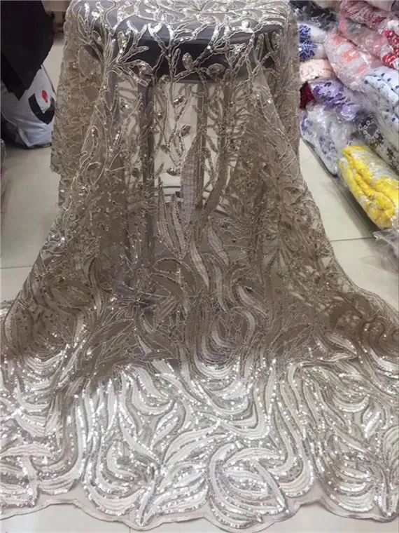 

High Quality Saree African Lace Fabric Shiny Sequin French Lace Fabric New arrival in 2019 India Ultra thin lace fabric White