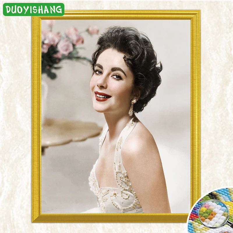 Elizabeth Taylor Smiling Portrait 5D DIY Diamond Painting Full Square Embroidery Sale Mosaic Picture of Rhinestones | Дом и сад