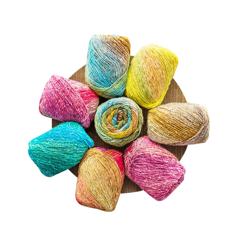 100grams Rainbow Color Dyeing Wool Crochet Yarn Knit Sewing Thread For