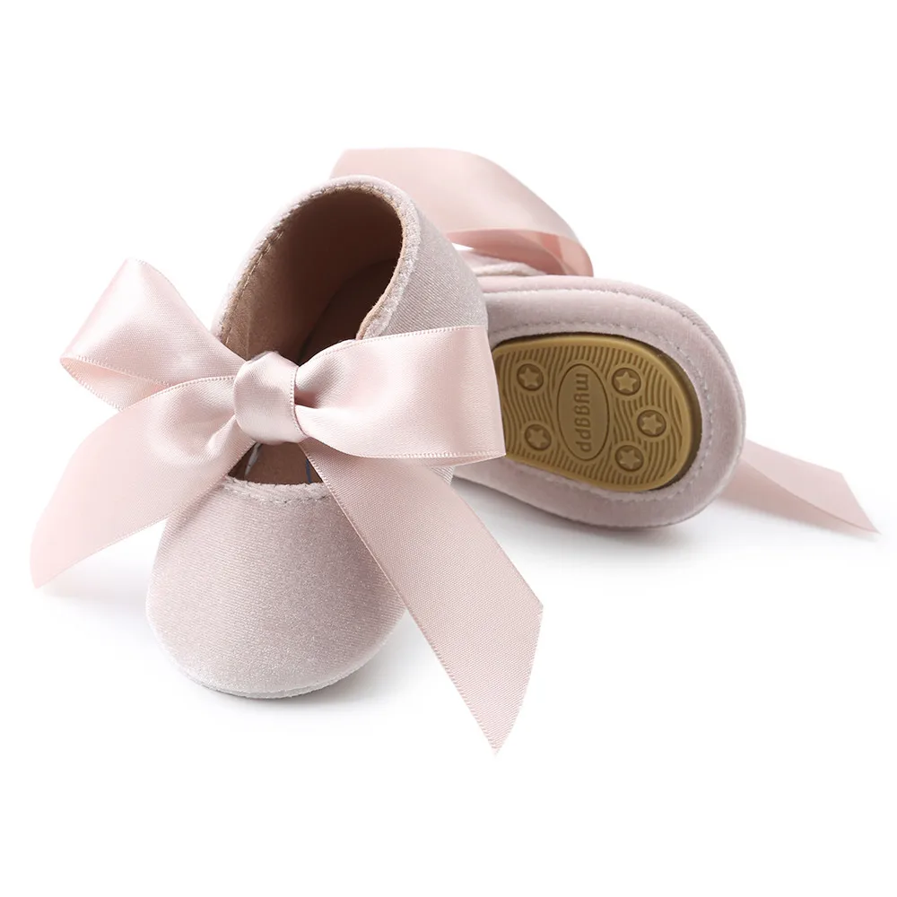 Детская обувь для девочек; бархатная обувь принцессы; модная обувь для малышей с бантом;#30
