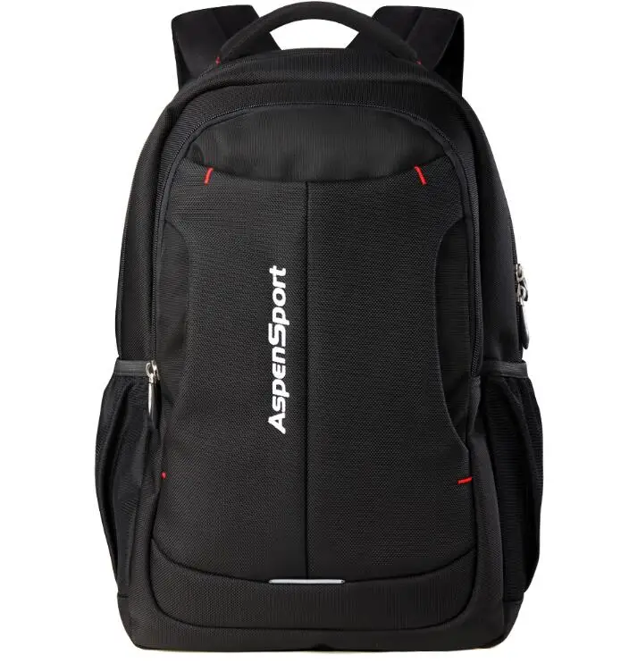 Aspensport, модный мужской рюкзак, Большой Вместительный бизнес рюкзак, Женский школьный рюкзак, подходит для ноутбука 1"-17", дорожные сумки - Цвет: BLACK