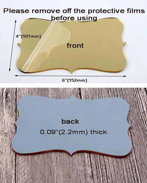  152mm Wedding Invitations Gold Mirror Save the Date Birthday Party Invitation Laser Cut Eco-Friendl - 33048091728