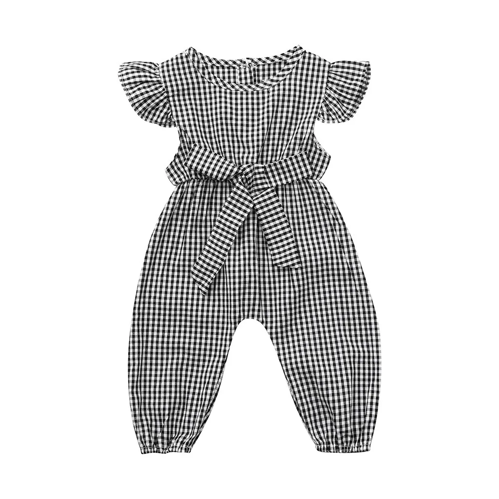 

Infant Newborn Infant Baby Romper Children Clothes Set Girl Plaid Ruffles Sleeve Romper Jumpsuit Bow Clothes Plaid products