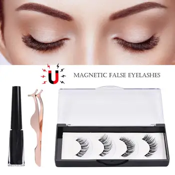 

3D Magnetic Eyeliner With 2 Pairs Magnetic False Eyelashes Set Five Magnetic Fake Eye lashes Long Lasting Liquid Eyeliner Kits