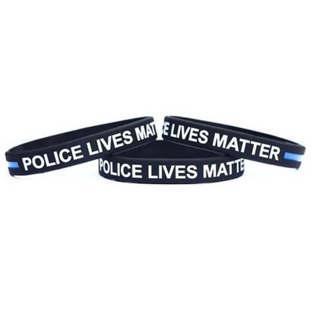 

2016 Thin Blue Line Silicone Wristband Police Bracelet Law Enforcement Support USA