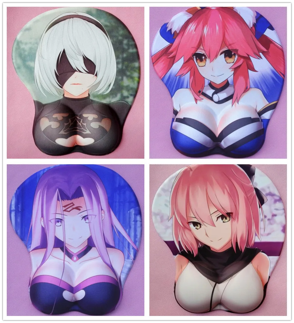 

2019 new version Japanese anime silicone 3d mouse pad Lycra fabric wristbands Cartoon Creative sexy mouse pad Chest mouse pad