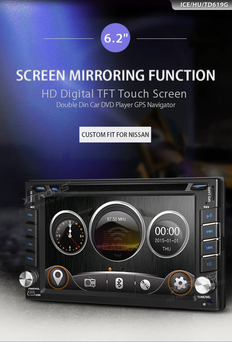 Flash Deal XTRONS 6.2 inch HD Touch Screen 2 din Car DVD Player GPS Navigation Steering Wheel for Nissan TIIDA QASHQAI SUNNY X-TRAIL MICRA 0