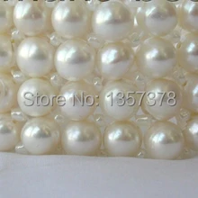 Shitou 00467 потрясающие 4 ряда 7-8 мм круглый белый пресной воды культивированный жемчуг браслет
