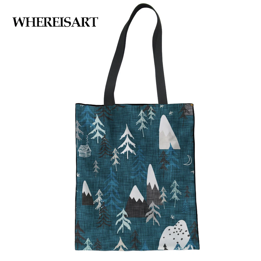 WHEREISART Приключения ждет женщин складные сумки для покупок портативный большой емкости многоразовые сумки для женщин Эко продуктовая сумка