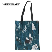 WHEREISART Приключения ждет женщин складные сумки для покупок портативный большой емкости многоразовые сумки для женщин Эко продуктовая сумка