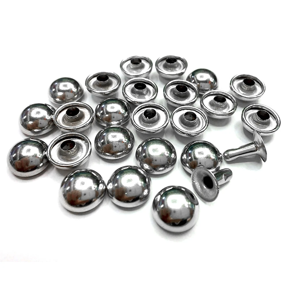 100 sets per pack . leather handbags and shoes with metal rivets. Face diameter 10mm nail. Sided