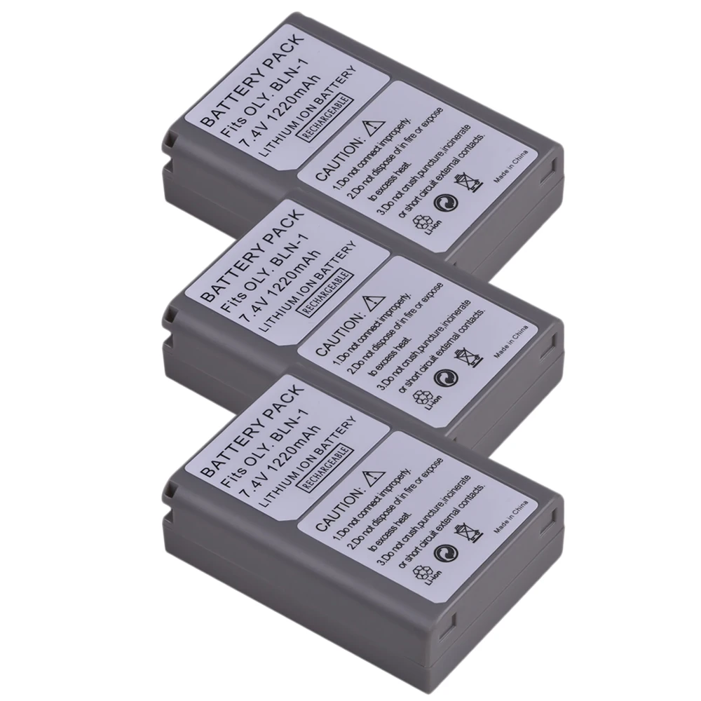 3 шт 1220mAh BLN-1 BLN 1 аккумуляторная батарея для Olympus E-M5 OM-D E-M1 E-P5 II цифровой камеры |