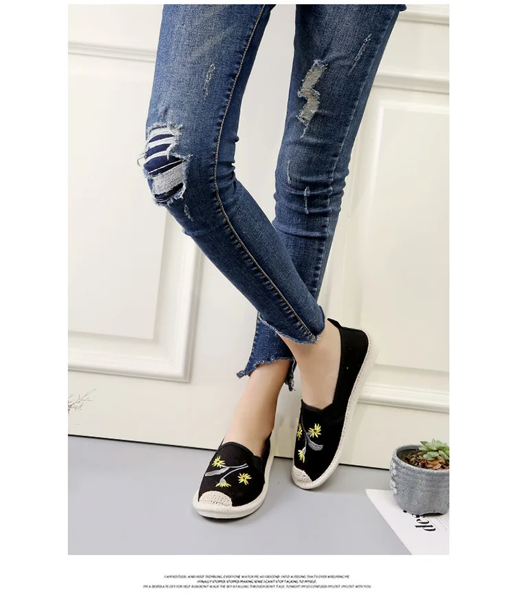 summer women's flat shoes breathable graffiti canvas linen women espadrilles non-slip casual white sneakers ballet flats