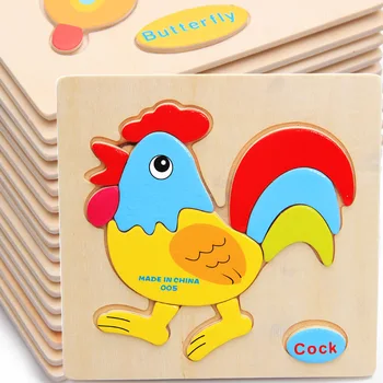 

Wooden 3D Puzzle Cartoon Animal Vehicle Fruit Puzzles Educational Toys For Kids Baby Intelligence Children Jigsaw Gift