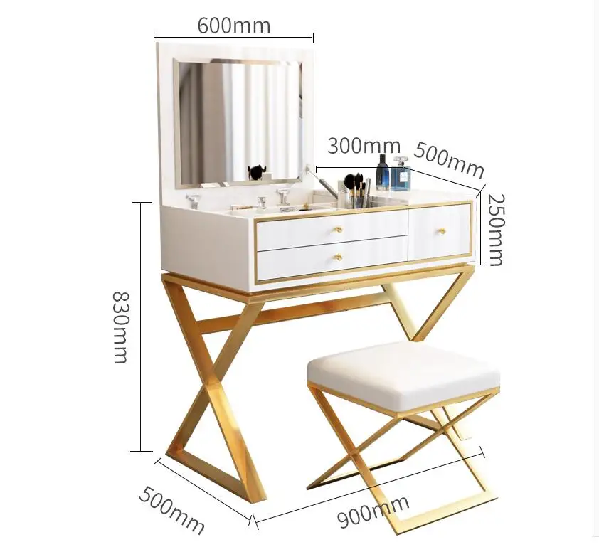 Modern Nordic net red dressing table light luxury ins wind multi-function bedroom flip dressing table paint mirror makeup table