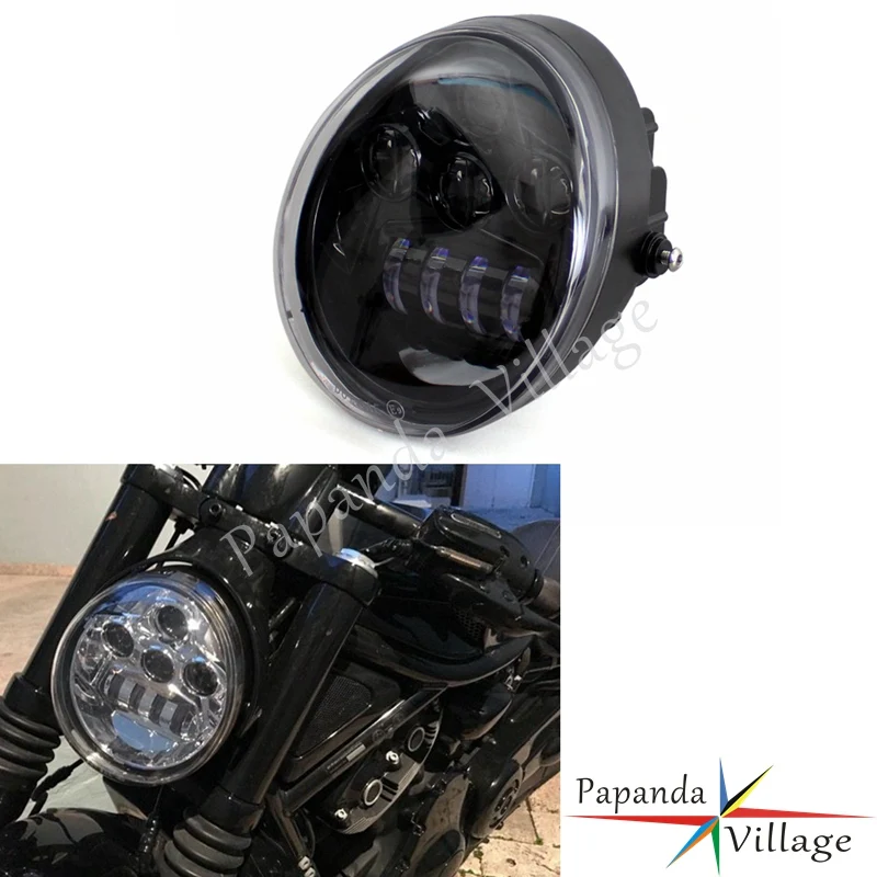 

Papanda Motorbike Black High Low Beam LED Headlight Projector Headlamp for Harley VRSC VRSCA VRSCAW VRSCB VRSCF VRSCR