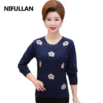 

NIFULLAN High Quality Cashmere Sweater Women Winter Pullover Knitted Christmas Jumper Tops Autumn Mother Knitwear Long Sleeve