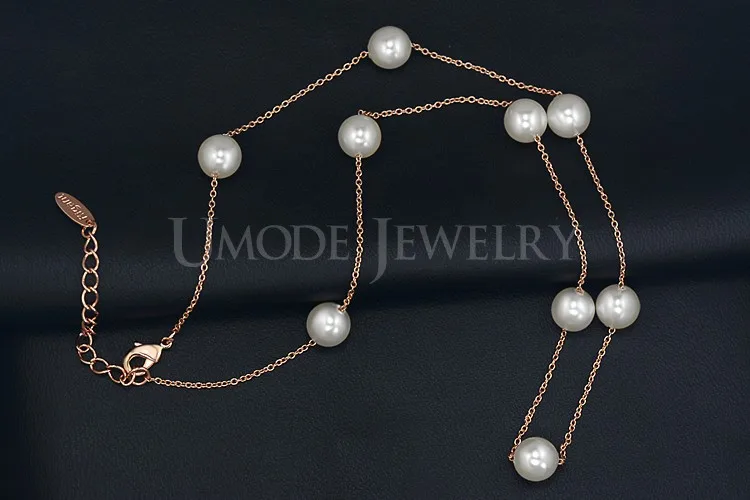 UMODE Женское ожерелье с жемчужными бусинами и розовой позолотой JN0133